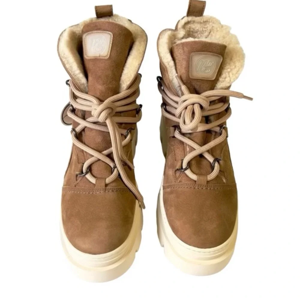 Paul Green Pandora Fluff Boots Camel Combo Women's Size 8 NWT Shearling